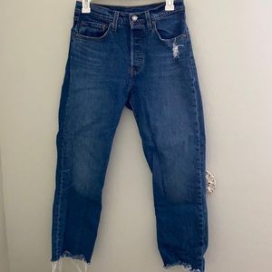 Levi’s high waisted button fly cropped jeans